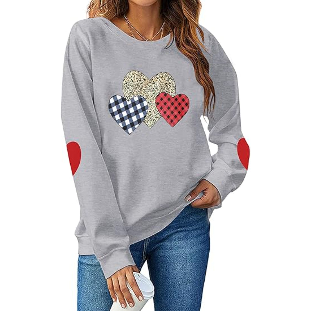 Long Sleeve Pullover With Patterned Graphic Design Gray