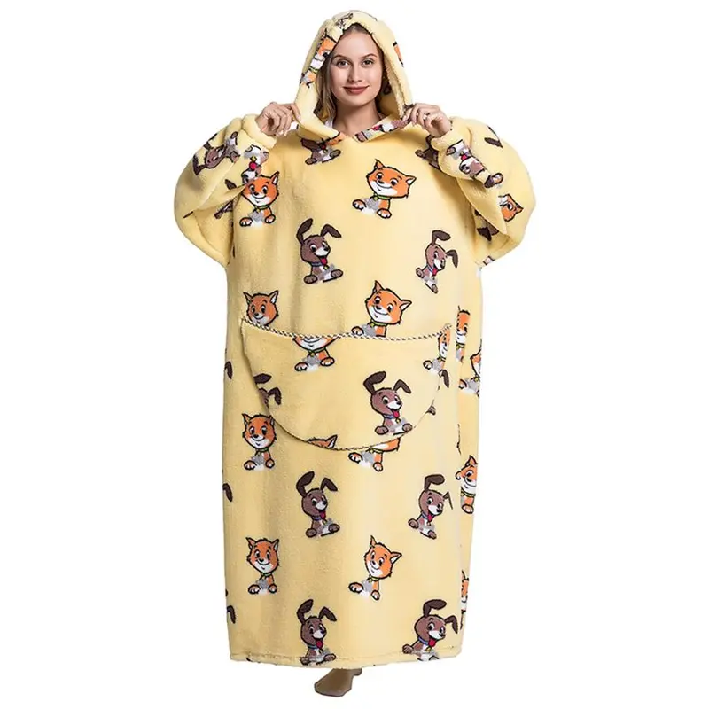 Cartoon Printed Cozy Hooded Blanket