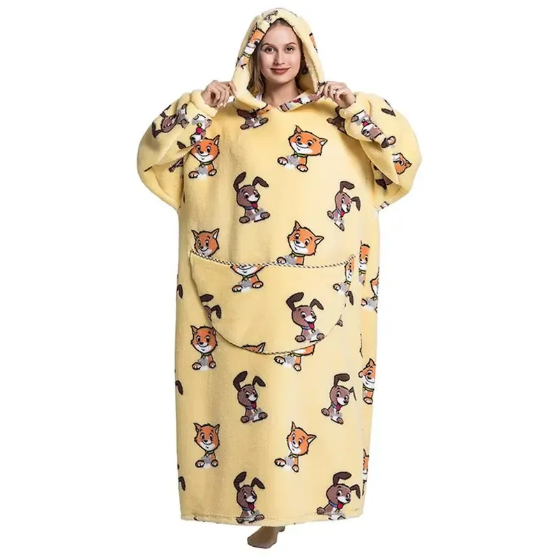 Cartoon Printed Cozy Hooded Blanket