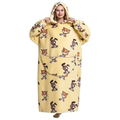 Cartoon Printed Cozy Hooded Blanket