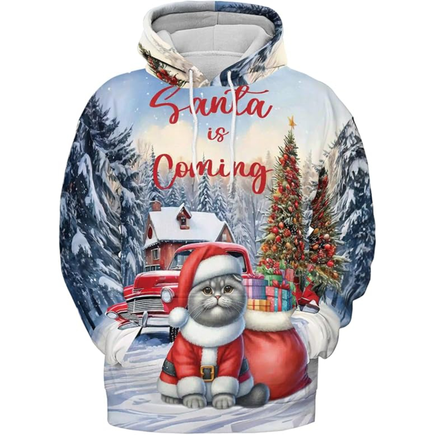 Christmas Cat Graphic Hoodie