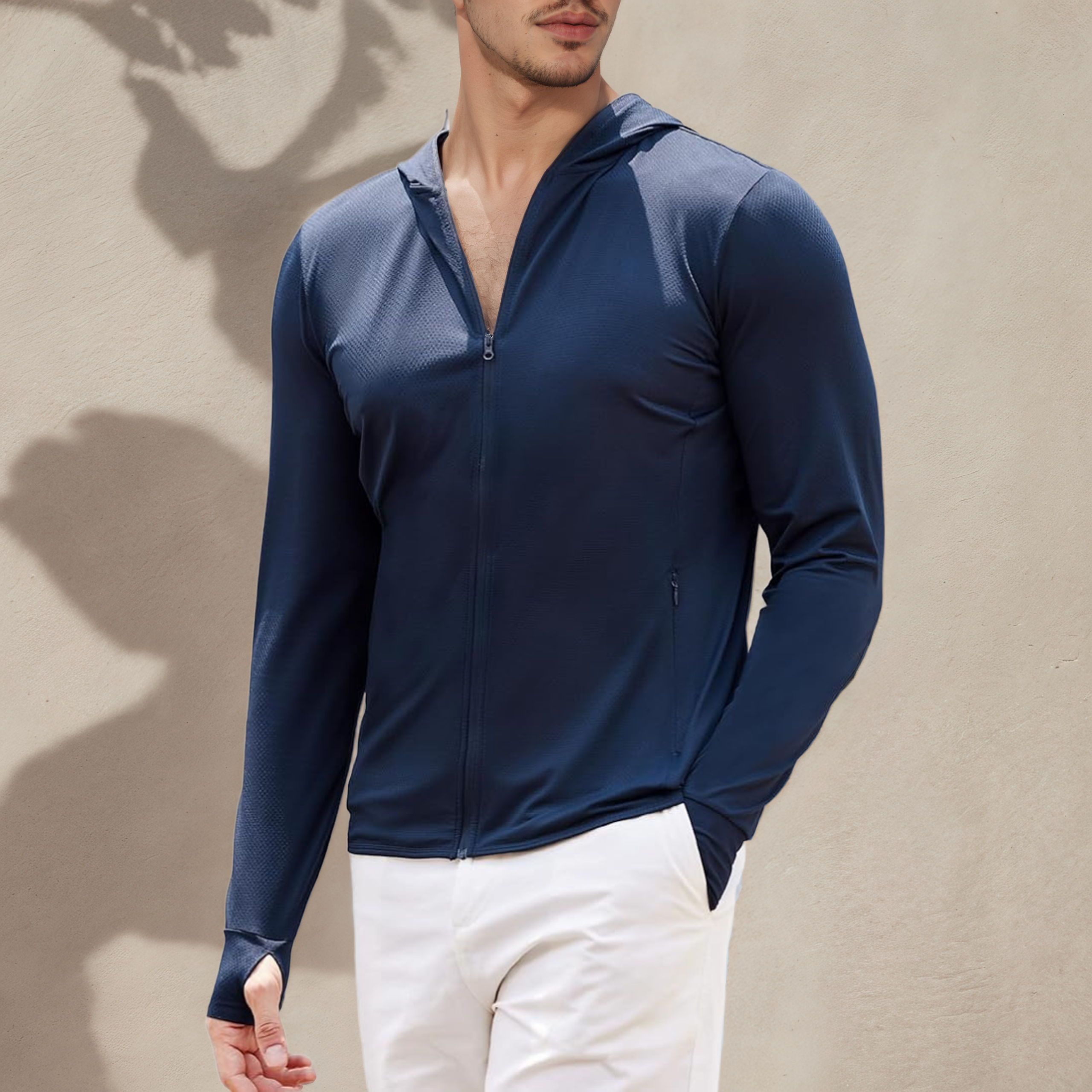 Men Full Zip UPF 50 Sun Protection Hoodie Lightweight Long Sleeve Jacket with Pockets