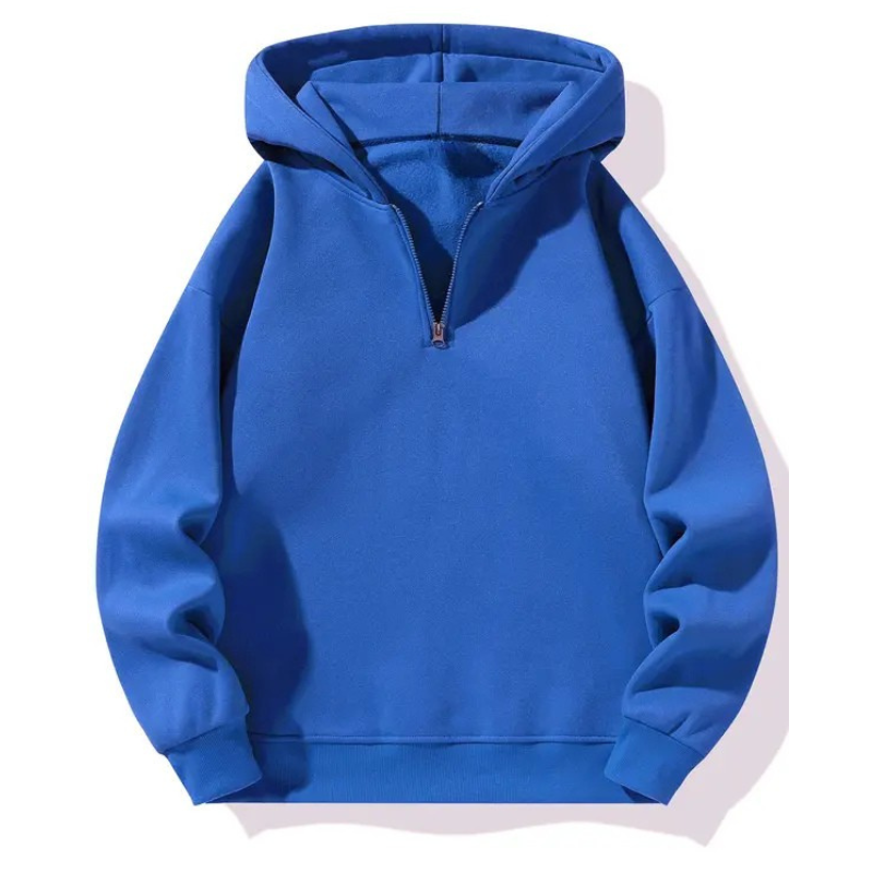 Men's Plain Half Zip Drop Shoulder Essentials Hoodie,