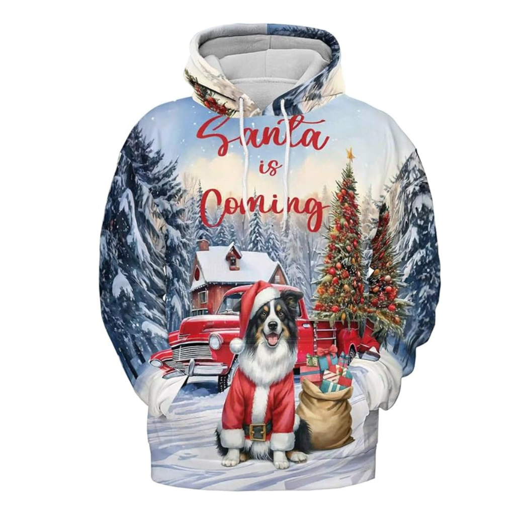 Christmas Santa Dog Truck Tree All Over Print 3D Zip Hoodie