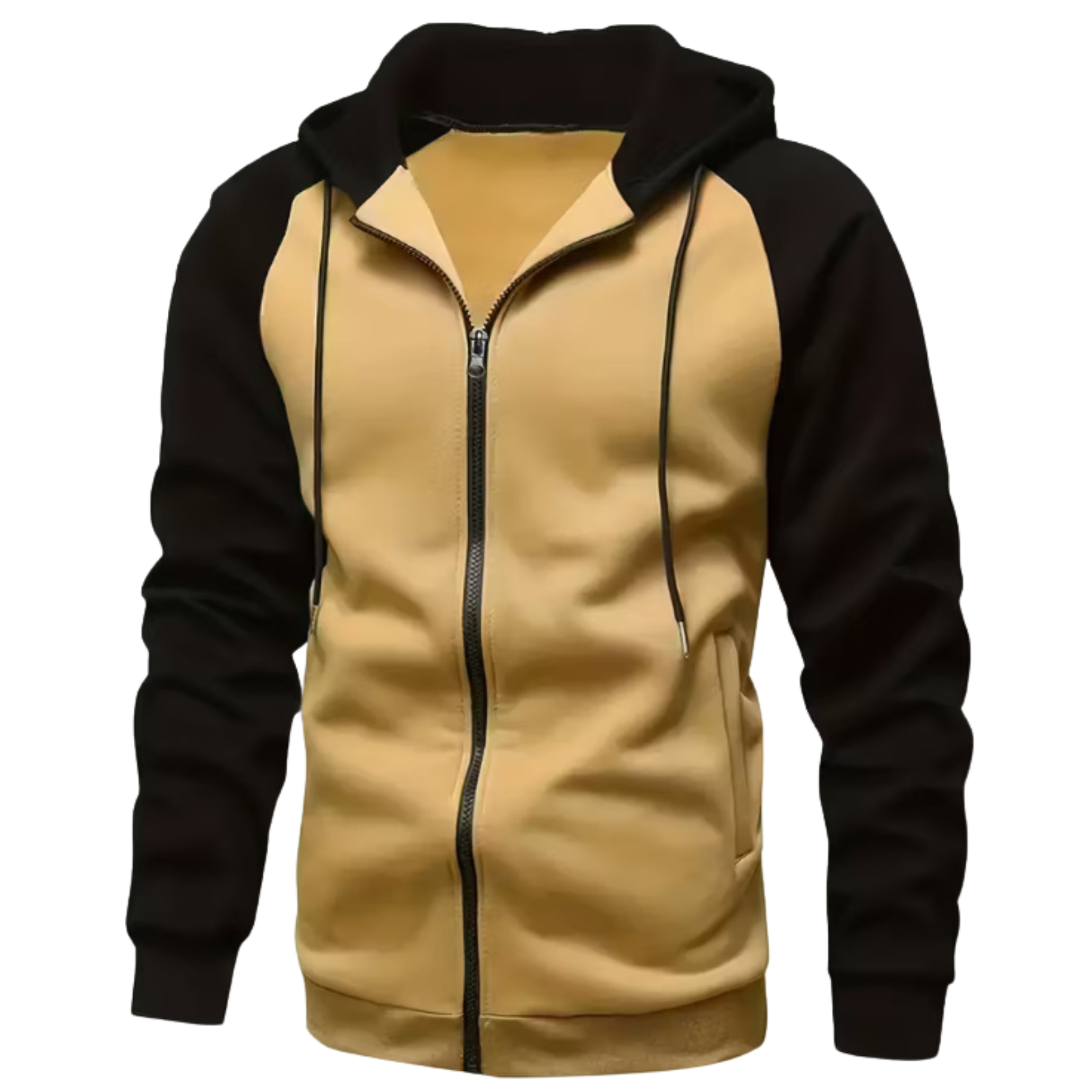 Men Color Block Zip Up Hoodie with Pockets