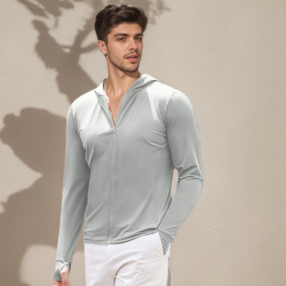 Men Full Zip UPF 50 Sun Protection Hoodie Lightweight Long Sleeve Jacket with Pockets