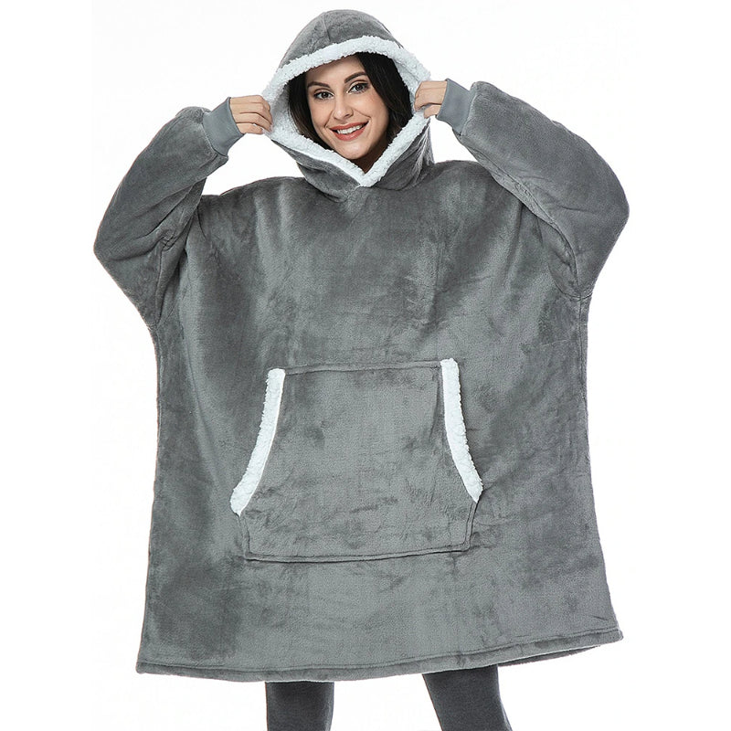 Solid Oversized Fleece Blanket Hoodie Wearable Blanket-Soco Hoodie