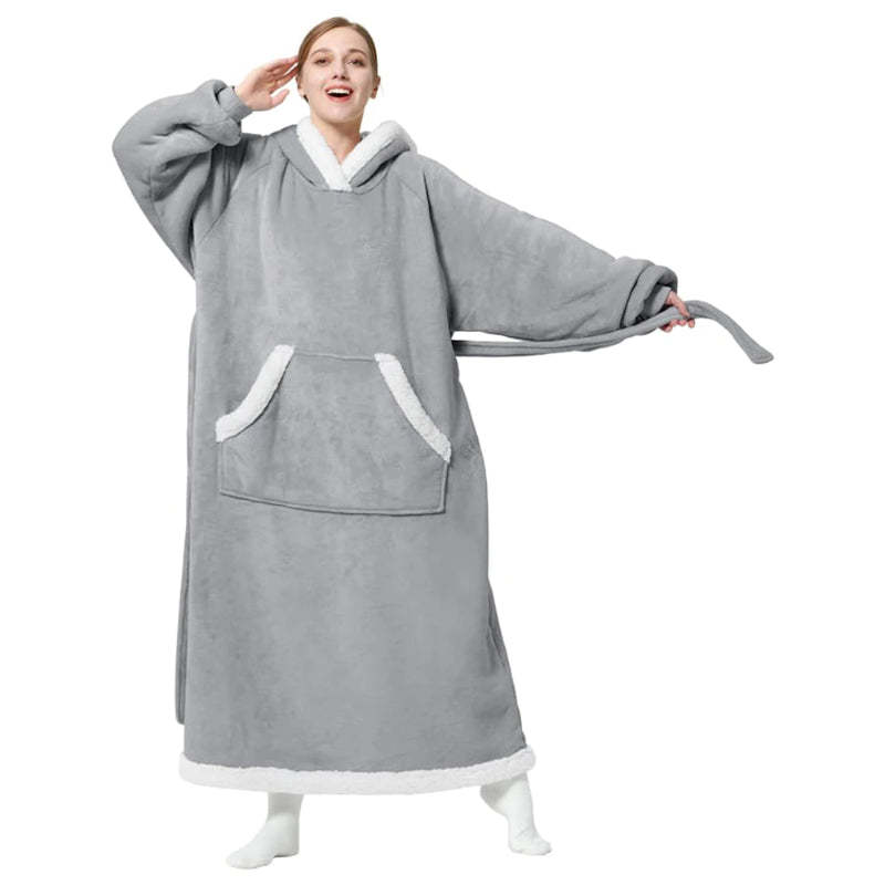 Oversized Split Long Flannel Loose Fleece Sweatshirt For Winters-Soco Hoodie