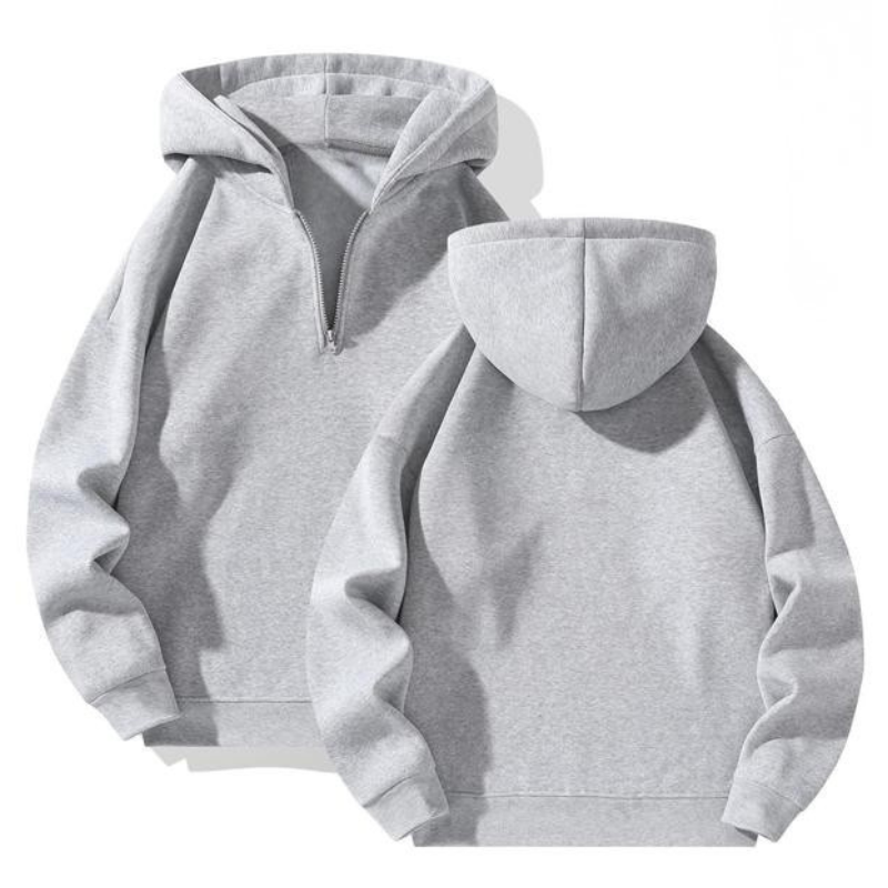Men's Plain Half Zip Drop Shoulder Essentials Hoodie,