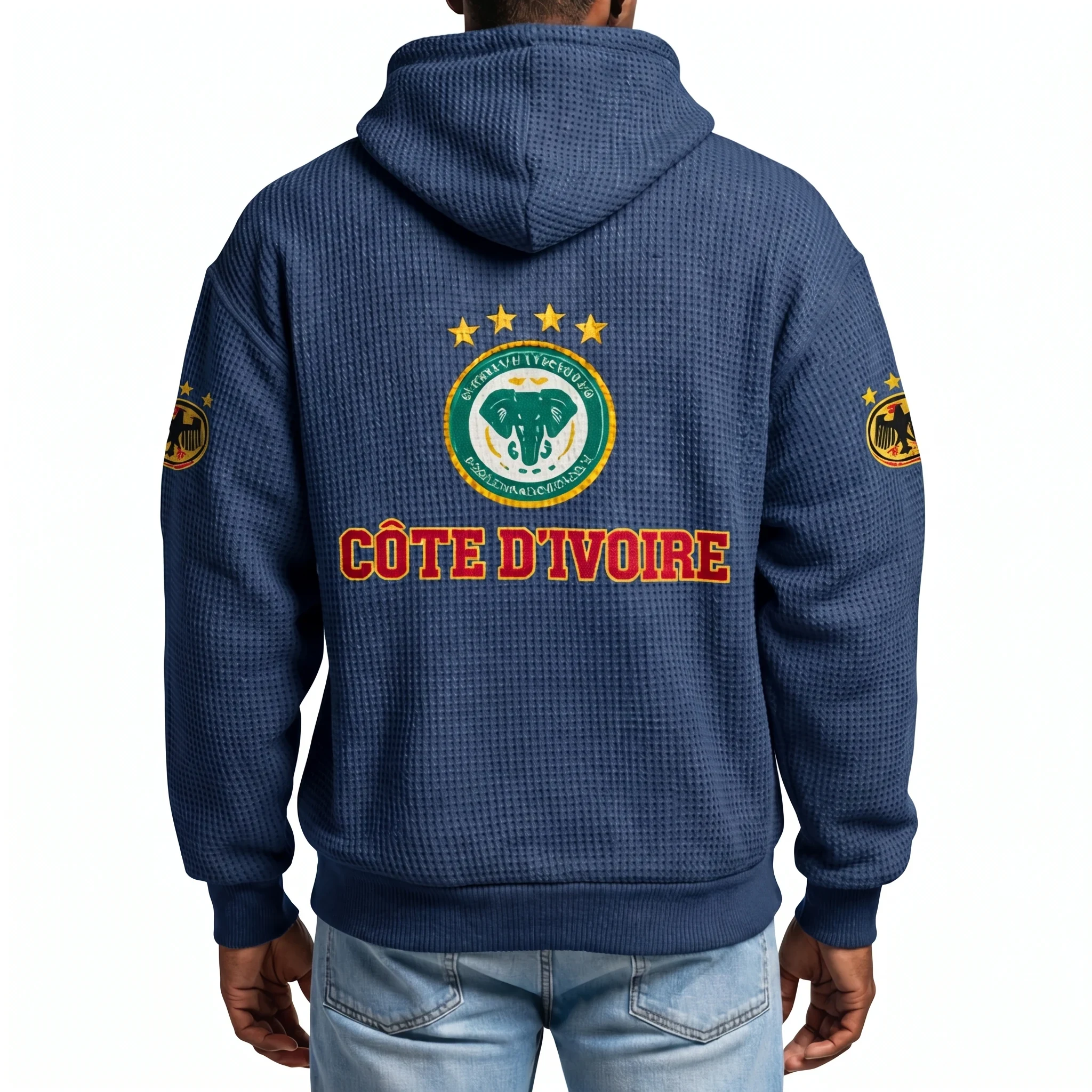 Cote d'Ivoire Printed Waffle Quarter Zip Football Fan Hoodie