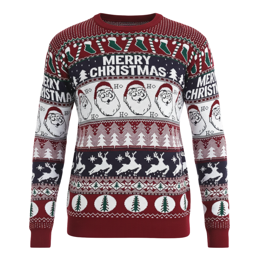 Ugly Christmas Sweater With Santa Design Print