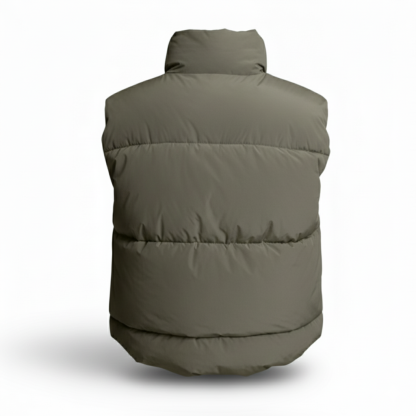 Puffer Vest with High Collar and Zipper Closure