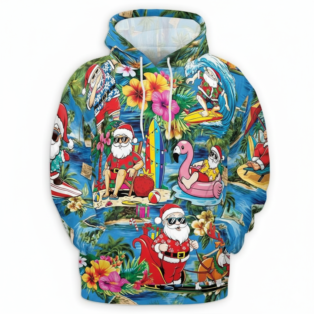 All Over Print Santa Costume Christmas Hoodie with Front Pocket