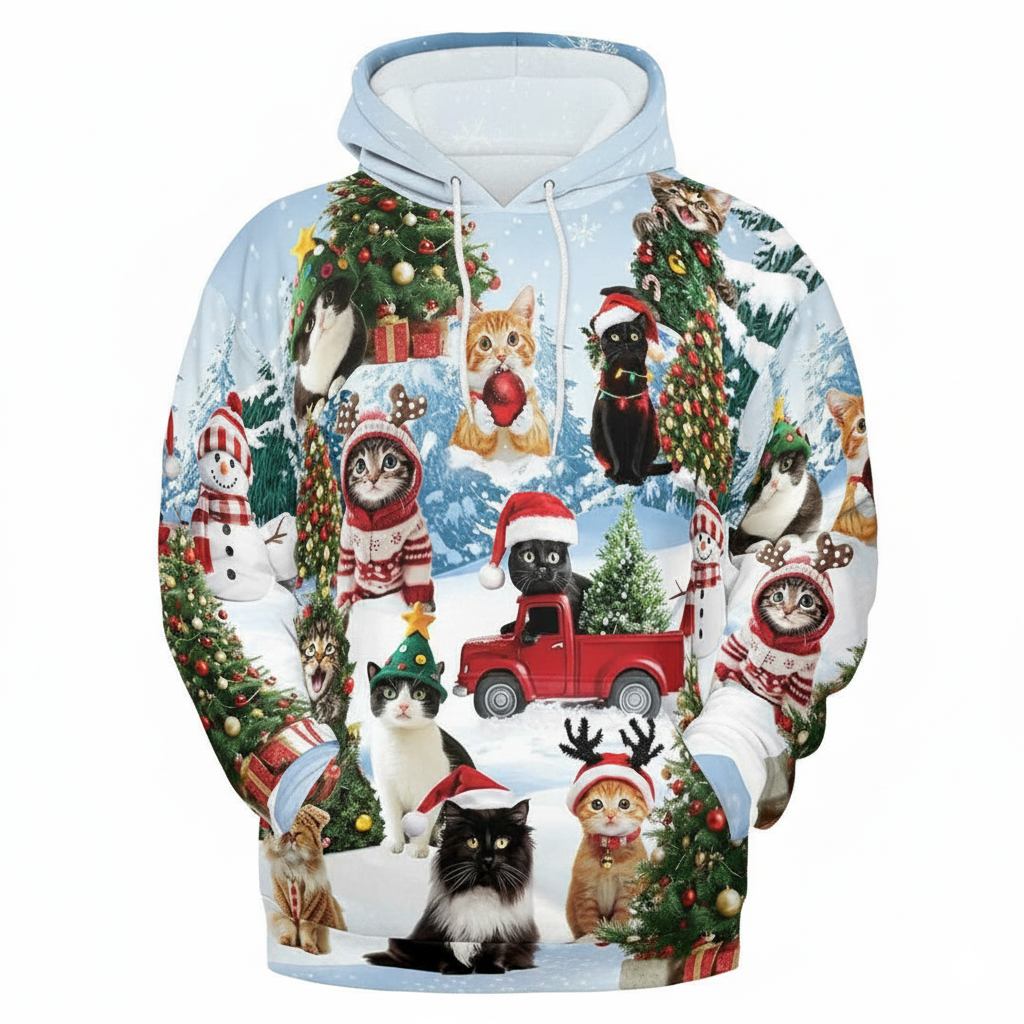 All Over Print Santa Costume Christmas Hoodie with Front Pocket