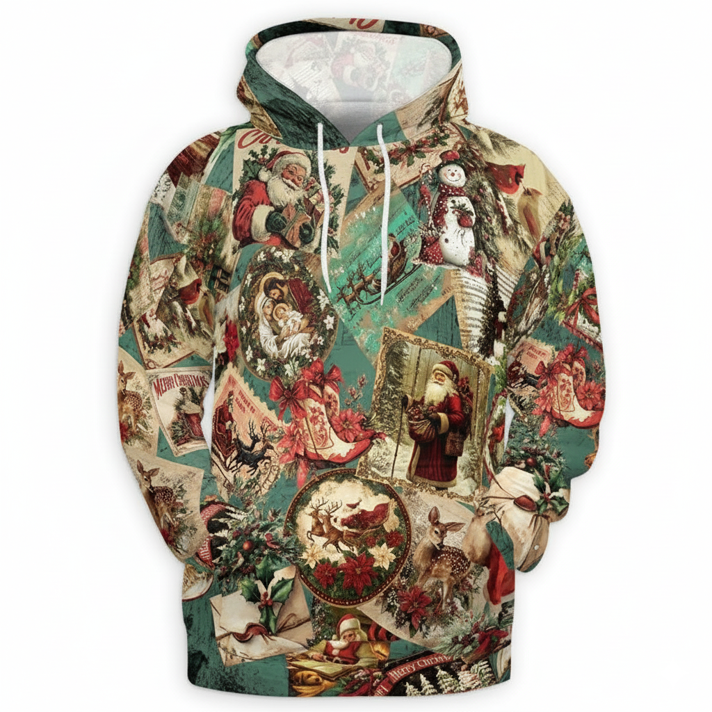 All Over Print Santa Costume Christmas Hoodie with Front Pocket