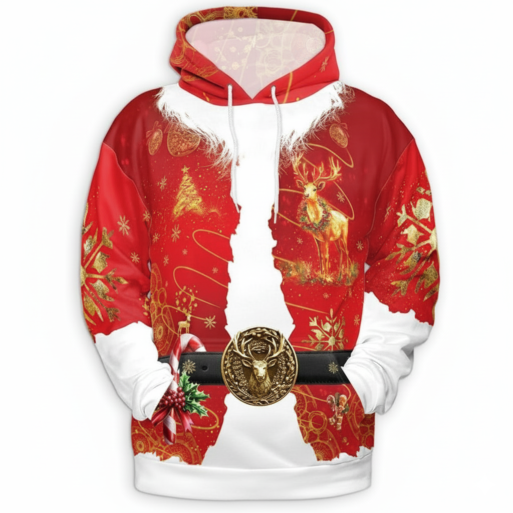 All Over Print Santa Costume Christmas Hoodie with Front Pocket