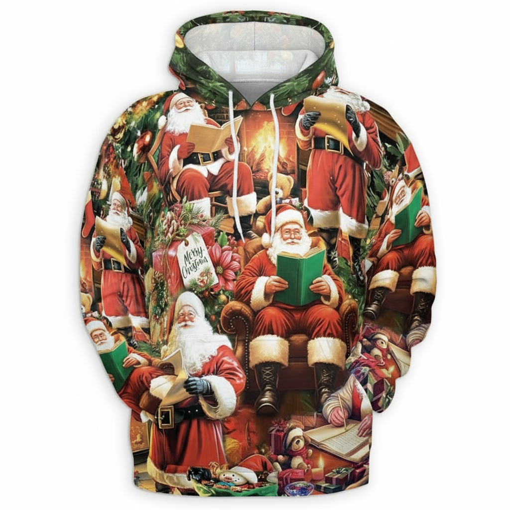 All Over Print Santa Costume Christmas Hoodie with Front Pocket