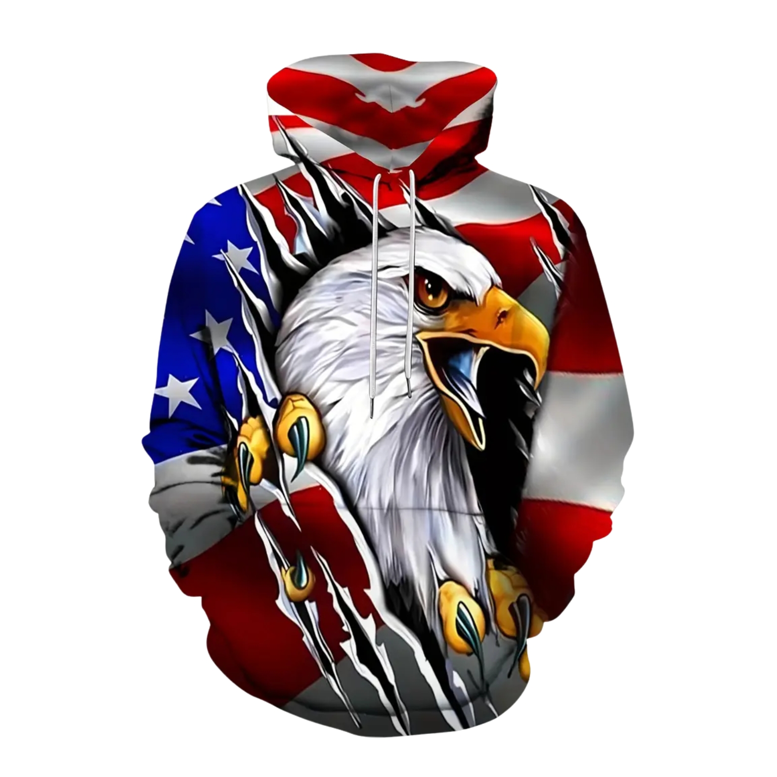American Flag And Eagle Printed Hoodie
