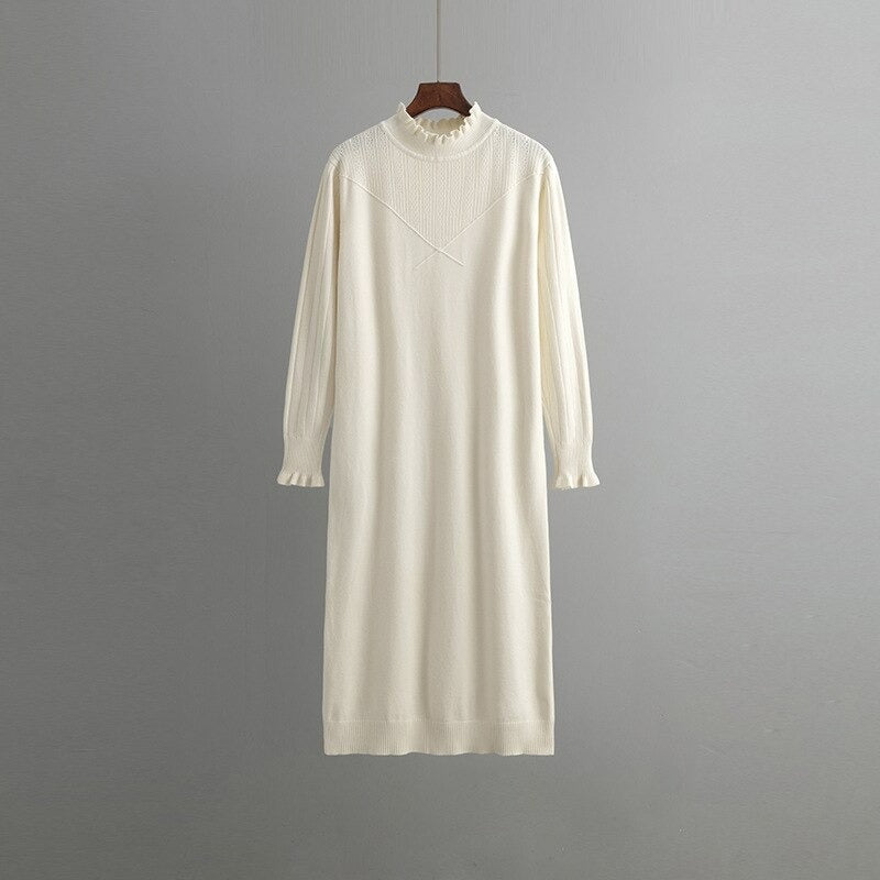 Loose Turtleneck Elastic Sweater Knitted Dress For Women-Soco Hoodie
