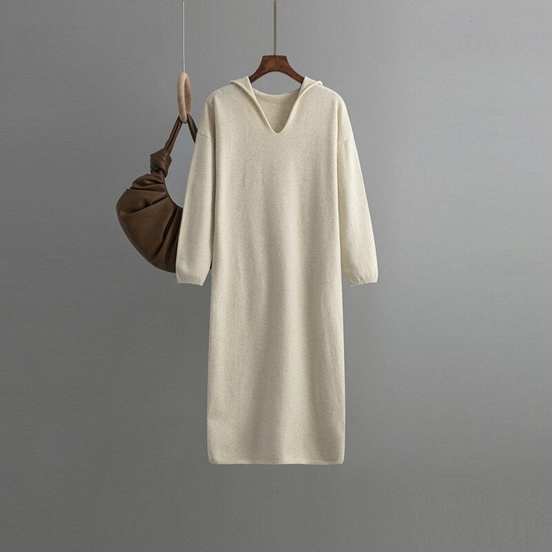 Casual Hooded Long Sweater Dress For Women-Soco Hoodie