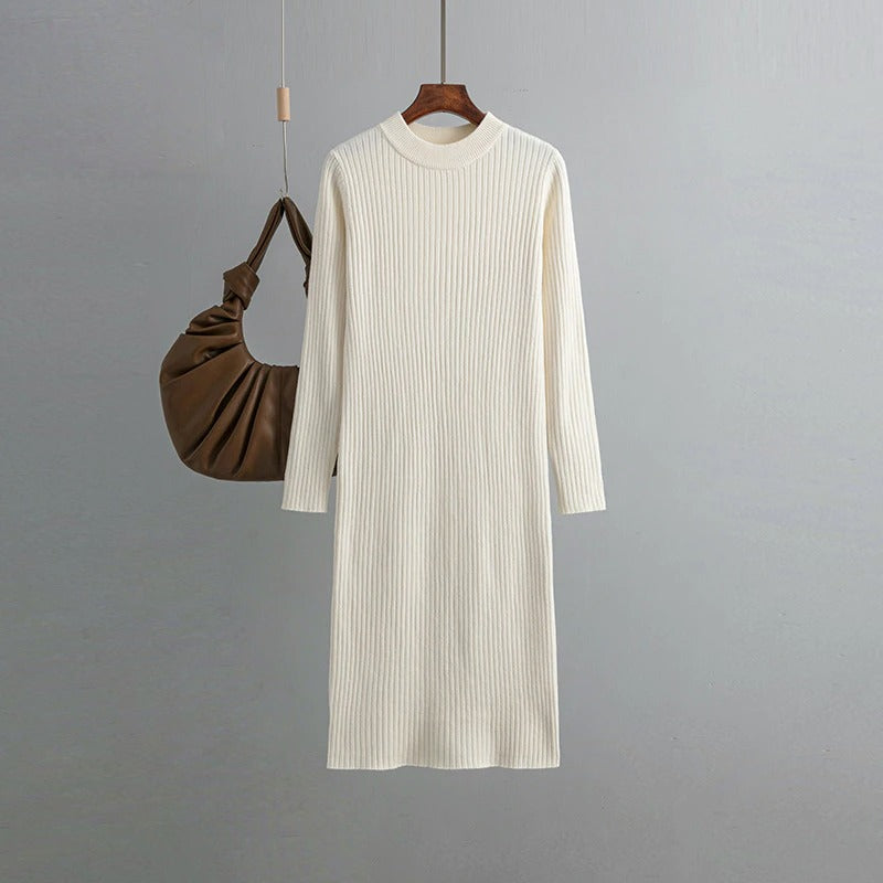 Basic O-Neck Loose Sweater Dress For Women-Soco Hoodie