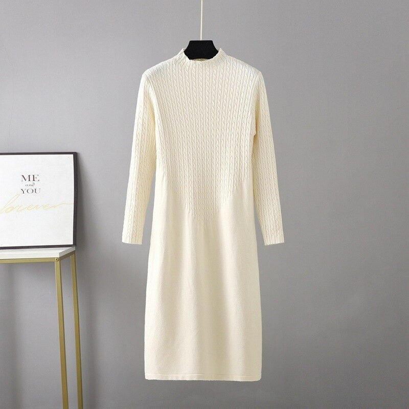 Loose Half High Collar Bottoming Sweater Dress-Soco Hoodie