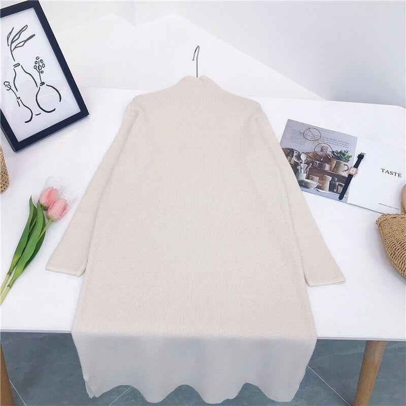 Simple Loose Lazy Turtleneck Sweater Dress-Soco Hoodie