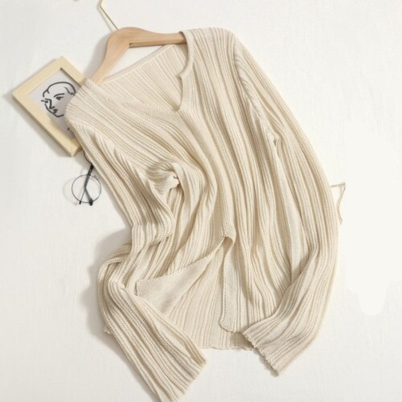 Solid Color Knitted Hollow Out Sweater For Women-Soco Hoodie