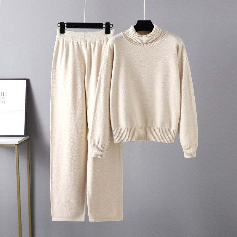 Solid Casual Outerwear Knit Two Piece Women Set-Soco Hoodie
