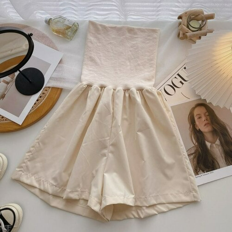 Women's Solid Color Strapless High Waist Romper-Soco Hoodie