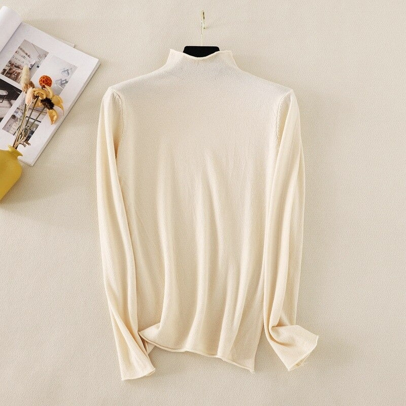 Mock Neck Basic Solid Pullover For Women-Soco Hoodie