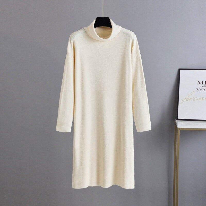 Women's Oversized Loose Thick Turtleneck Sweater Dress-Soco Hoodie