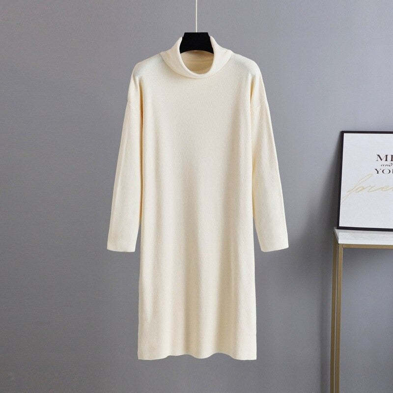 Women's Oversized Loose Thick Turtleneck Sweater Dress-Soco Hoodie