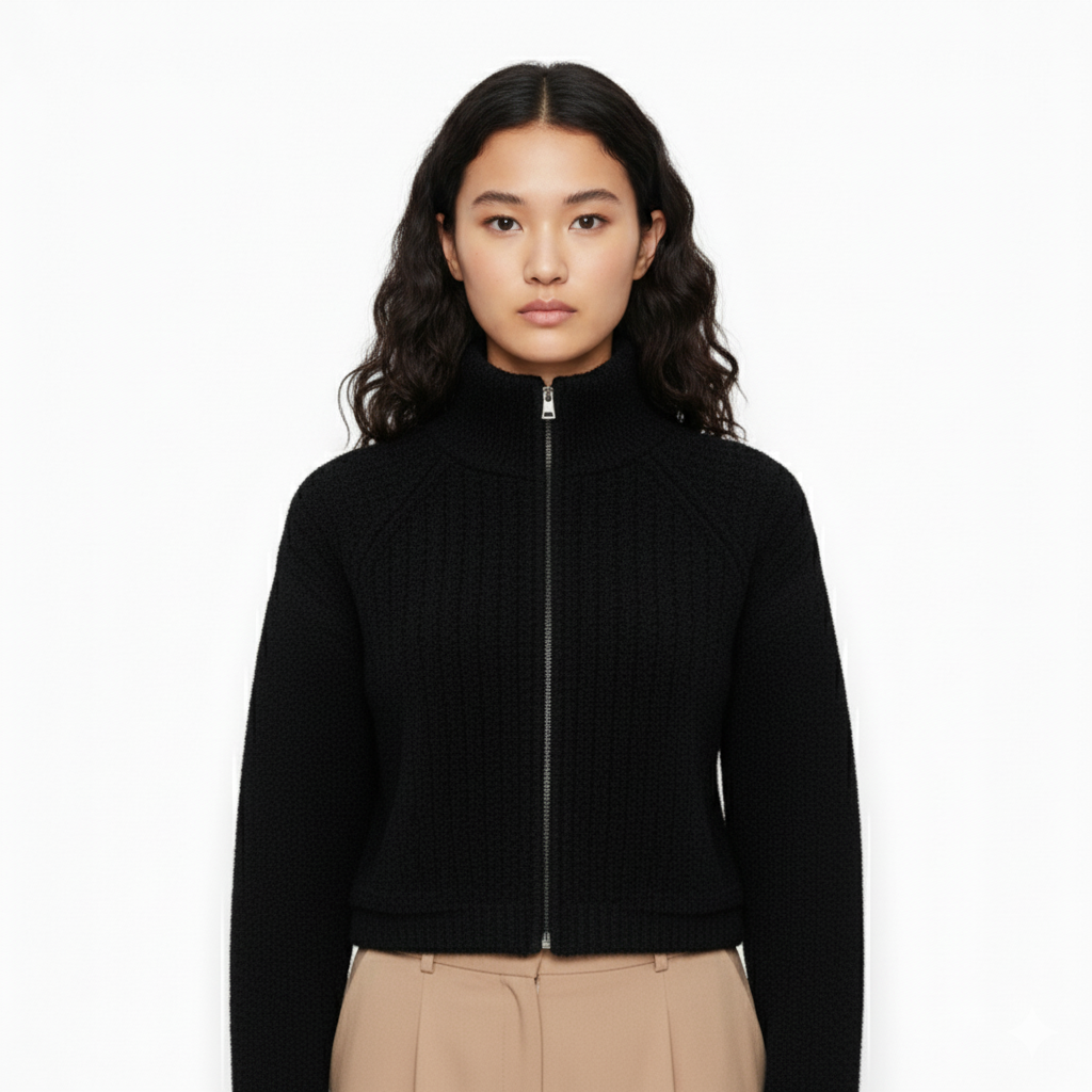 Cozy Ribbed Zip Up Knit Jacket