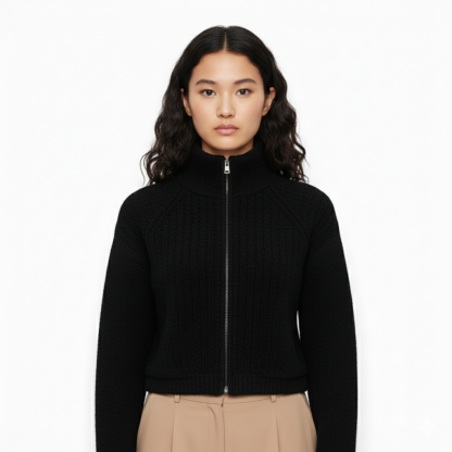 Cozy Ribbed Zip Up Knit Jacket