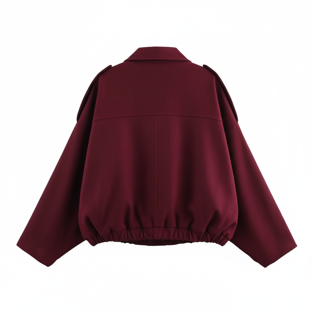 Bomber Jacket With Stylish Long Sleeve Lapel Collar