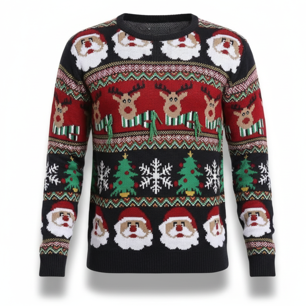 Ugly Christmas Sweater With Santa Design Print