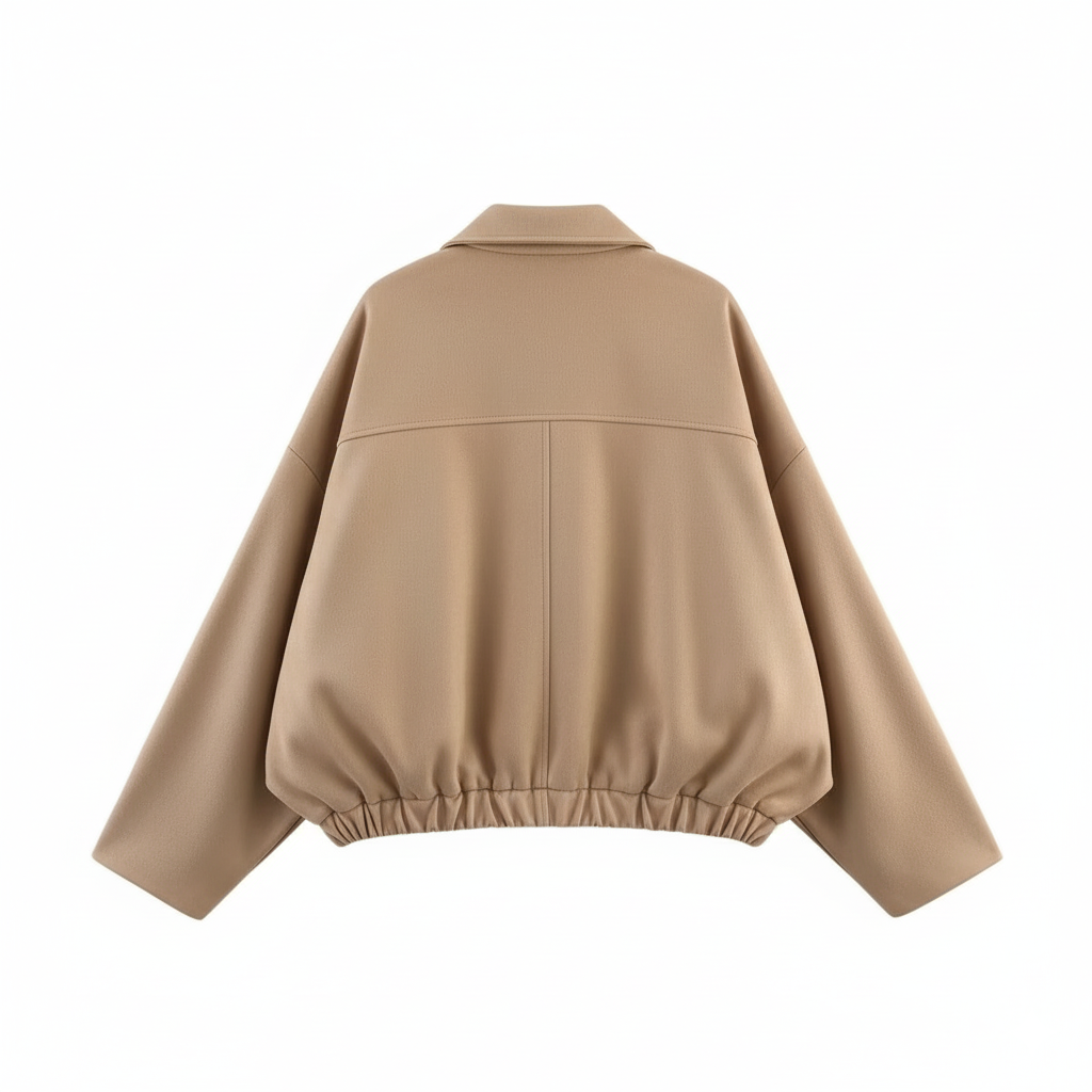 Bomber Jacket With Stylish Long Sleeve Lapel Collar