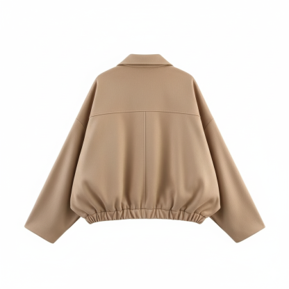 Bomber Jacket With Stylish Long Sleeve Lapel Collar