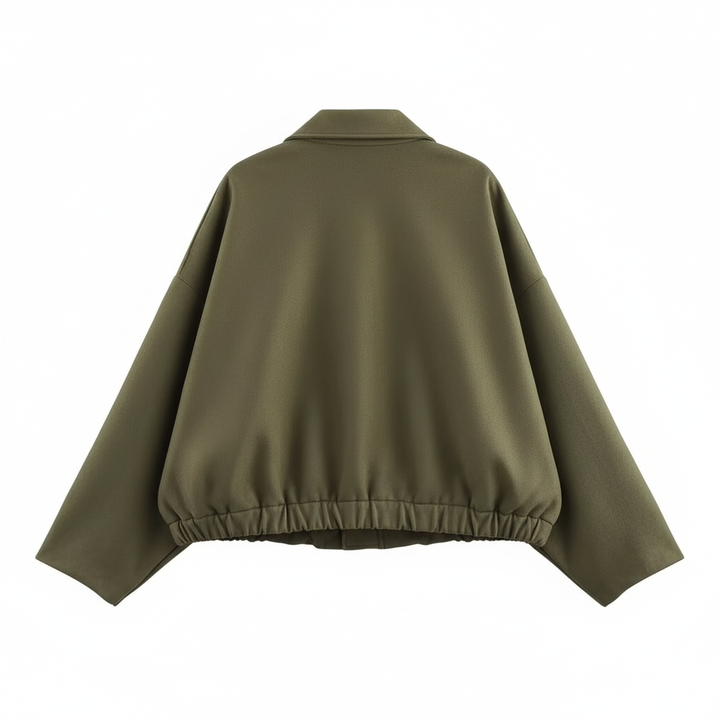 Bomber Jacket With Stylish Long Sleeve Lapel Collar