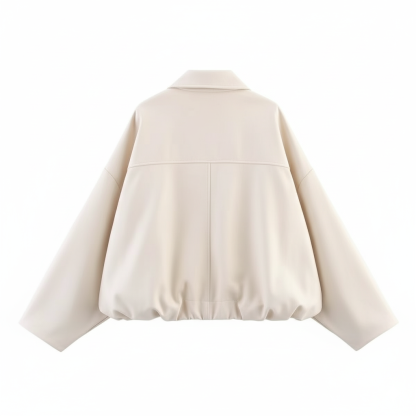 Bomber Jacket With Stylish Long Sleeve Lapel Collar