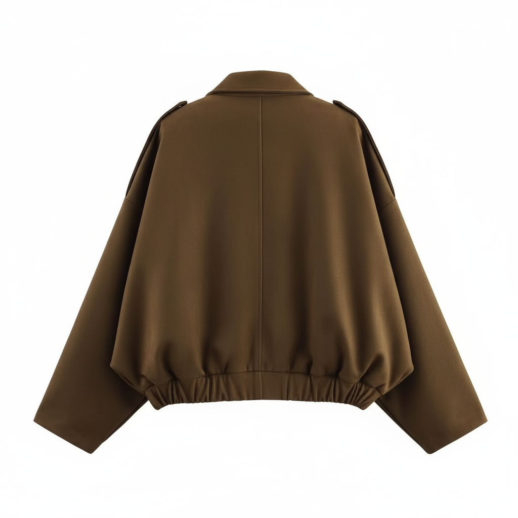 Bomber Jacket With Stylish Long Sleeve Lapel Collar