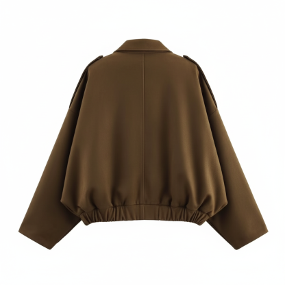 Bomber Jacket With Stylish Long Sleeve Lapel Collar