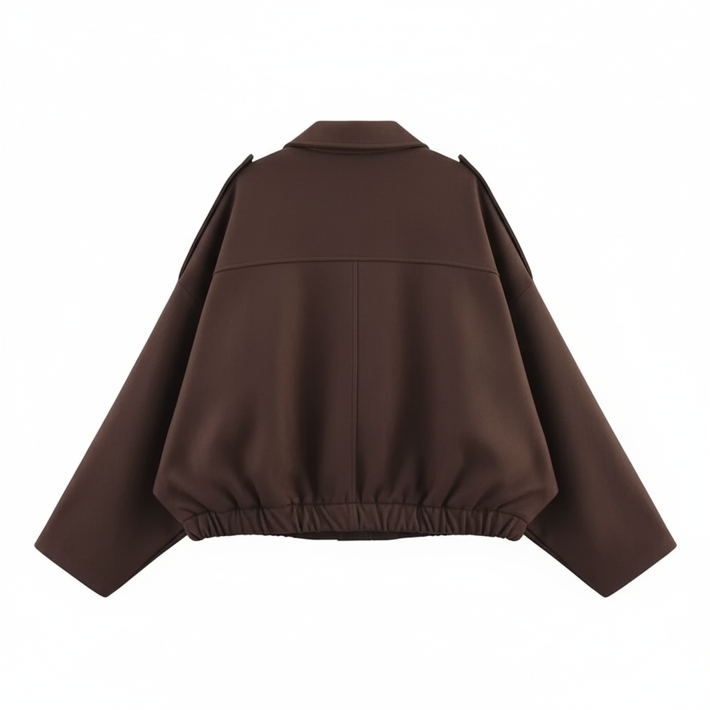 Bomber Jacket With Stylish Long Sleeve Lapel Collar