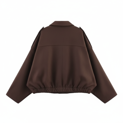 Bomber Jacket With Stylish Long Sleeve Lapel Collar