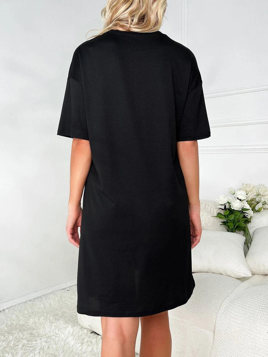 Bear Printed Nightdress-Soco Hoodie