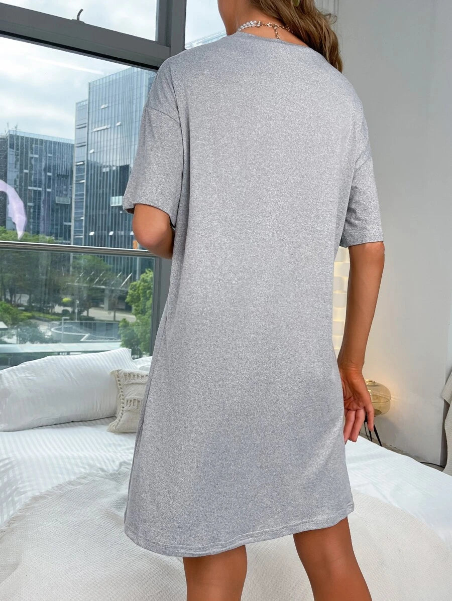 Bear Printed Nightdress-Soco Hoodie