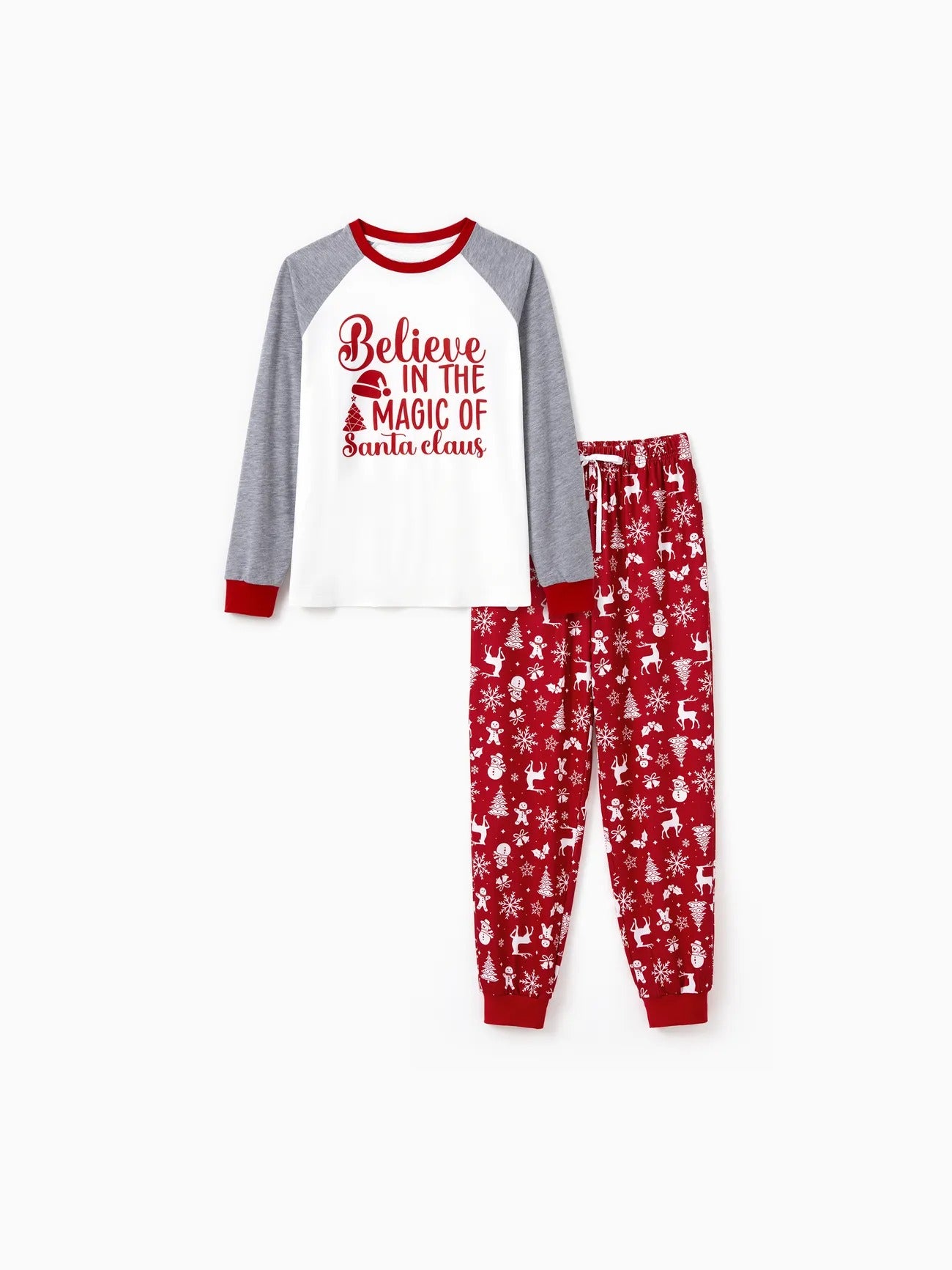 Believe In The Magic Of Santa Claus Printed Family Matching Pajama Set Women