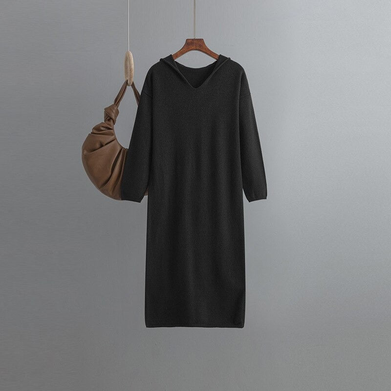 Casual Hooded Long Sweater Dress For Women-Soco Hoodie