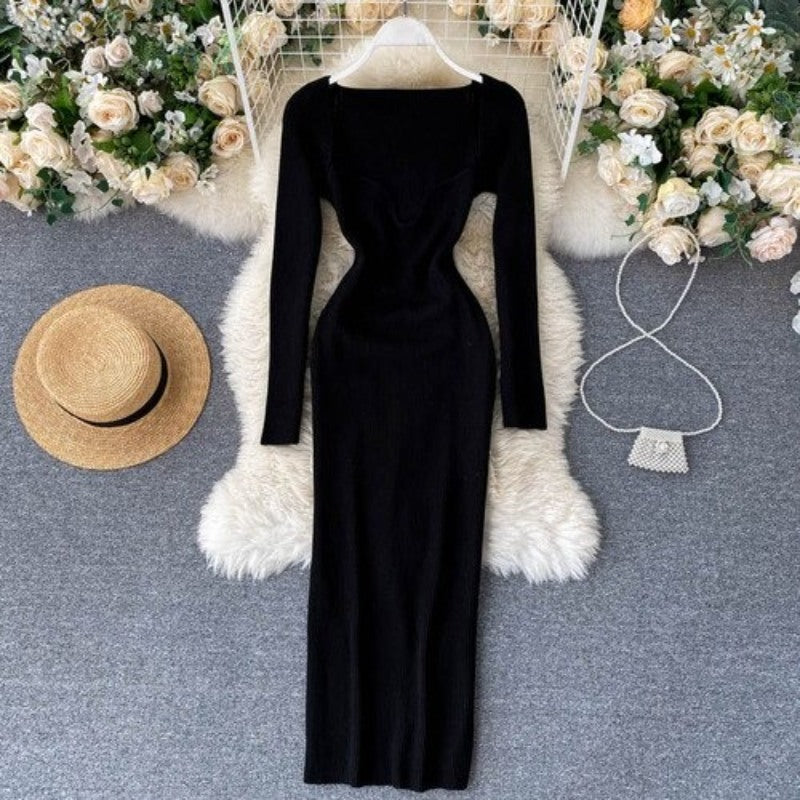 Vintage Elegant Low Neck Dress For Women-Soco Hoodie